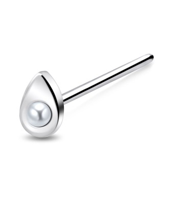 Pear Pearl Silver Straight Nose Stud NSKA-202p 